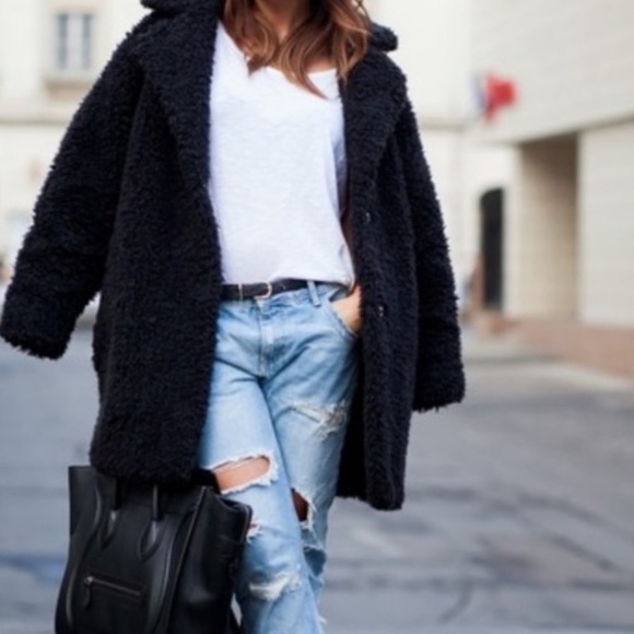 zara long teddy coat